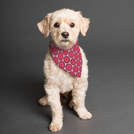 Pet Bandana Reversible Red and Gray Abstract