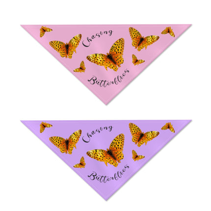 Pet Bandana Chasing Butterflies Reversible Pink and Lavendar