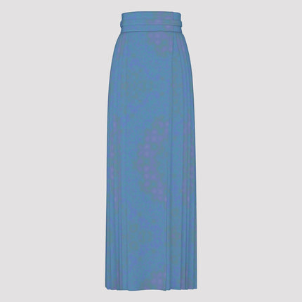 Traditional Chinese Pleated Skirt Blue Watercolor