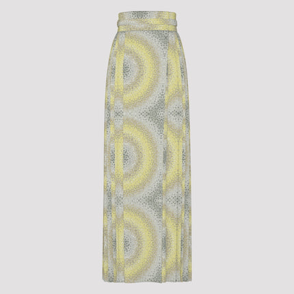 Traditional Chinese Pleated Skirt Yellow and Gray