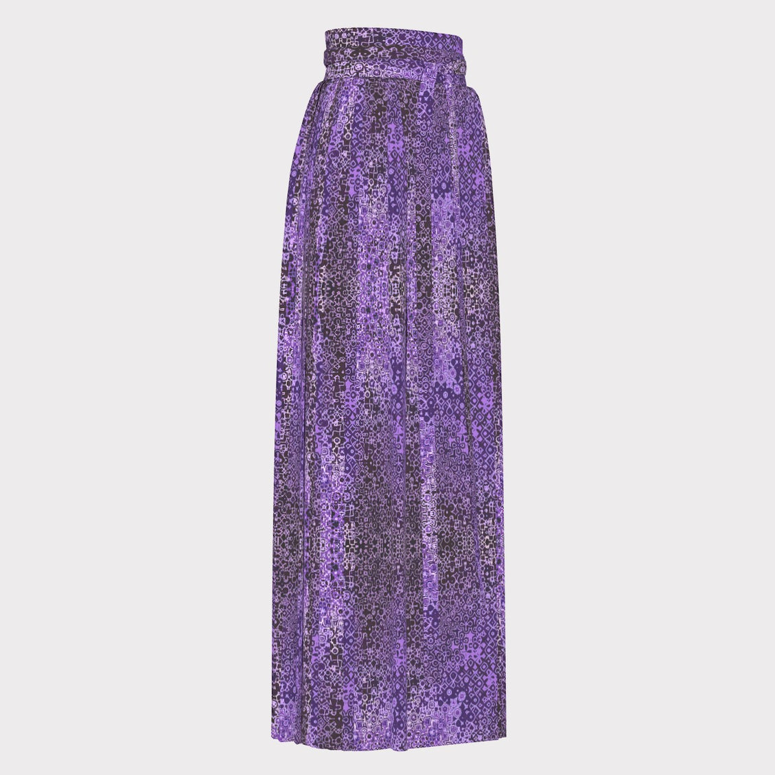 Traditional Chinese Pleated Skirt Purple and Black Graphic