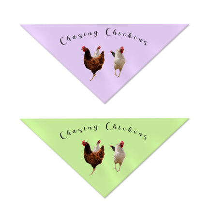 Pet Bandana Chasing Chickens Reversible Lavendar and Green