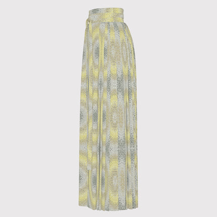 Traditional Chinese Pleated Skirt Yellow and Gray