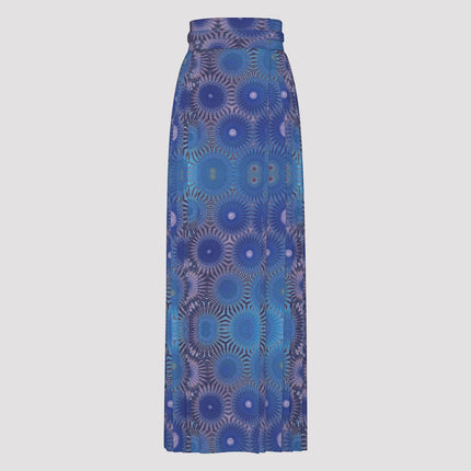 Traditional Chinese Pleated Skirt Blue Abstract