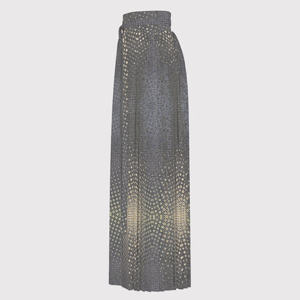 Traditional Chinese Pleated Skirt Shattered Windshield Gold and Gray Ombre