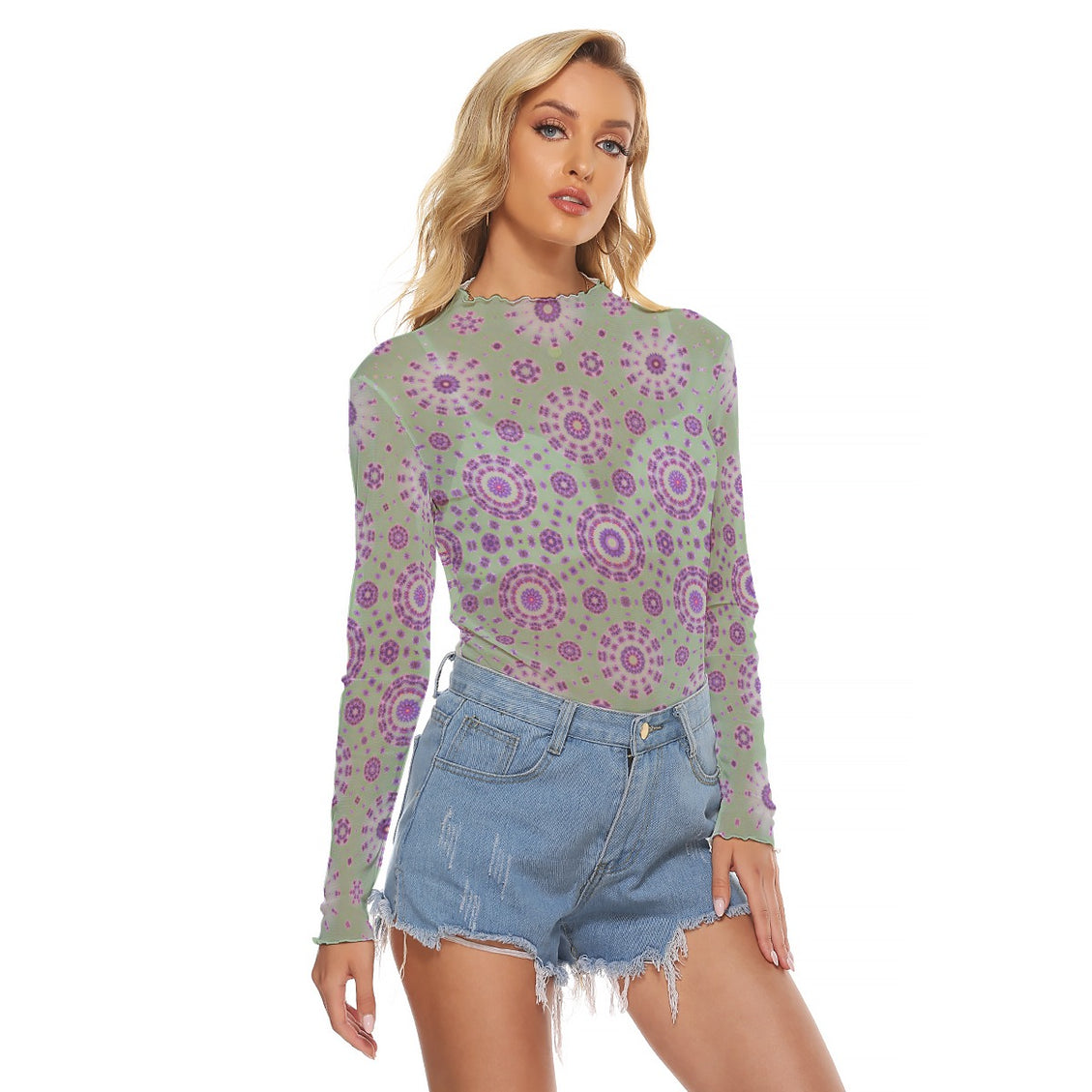 Mesh T-Shirt Purple Wildflowers