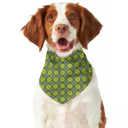 Pet Bandana Reversible Yellow Flowers Geometric ad Sunflowers