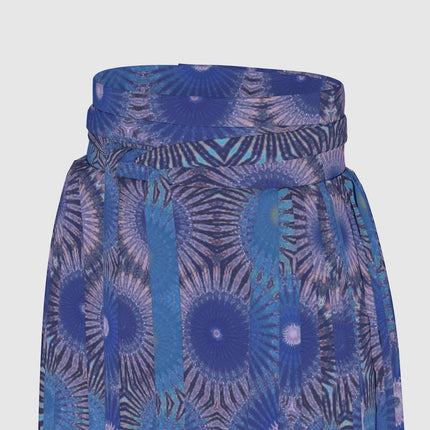 Traditional Chinese Pleated Skirt Blue Abstract