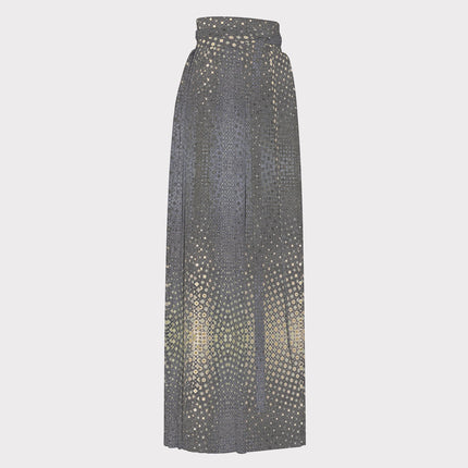 Traditional Chinese Pleated Skirt Shattered Windshield Gold and Gray Ombre