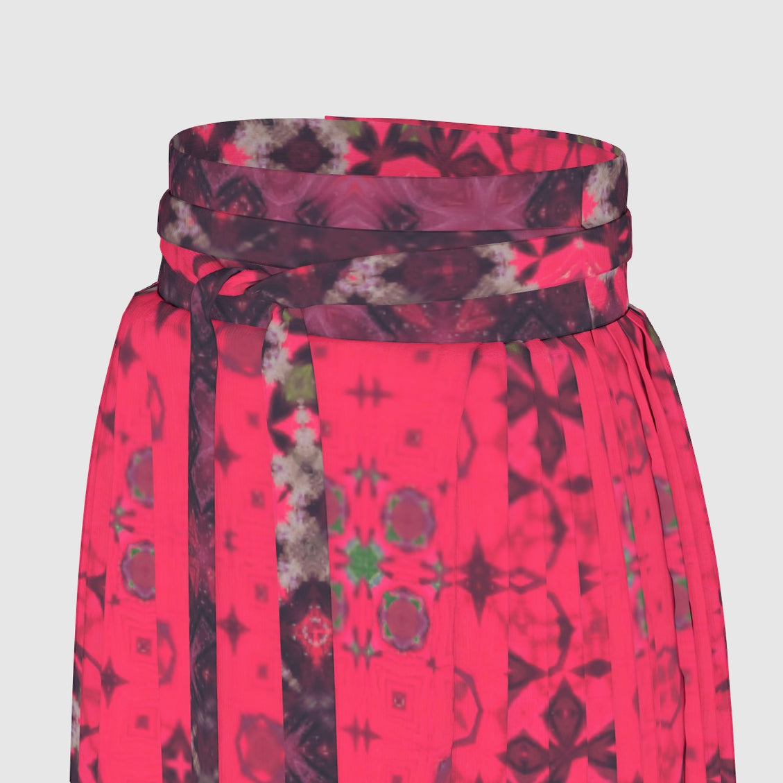 Traditional Chinese Pleated Skirt Red Hollyhocks