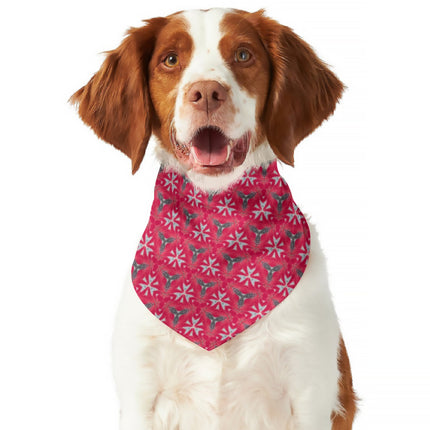 Pet Bandana Reversible Red and Gray Abstract