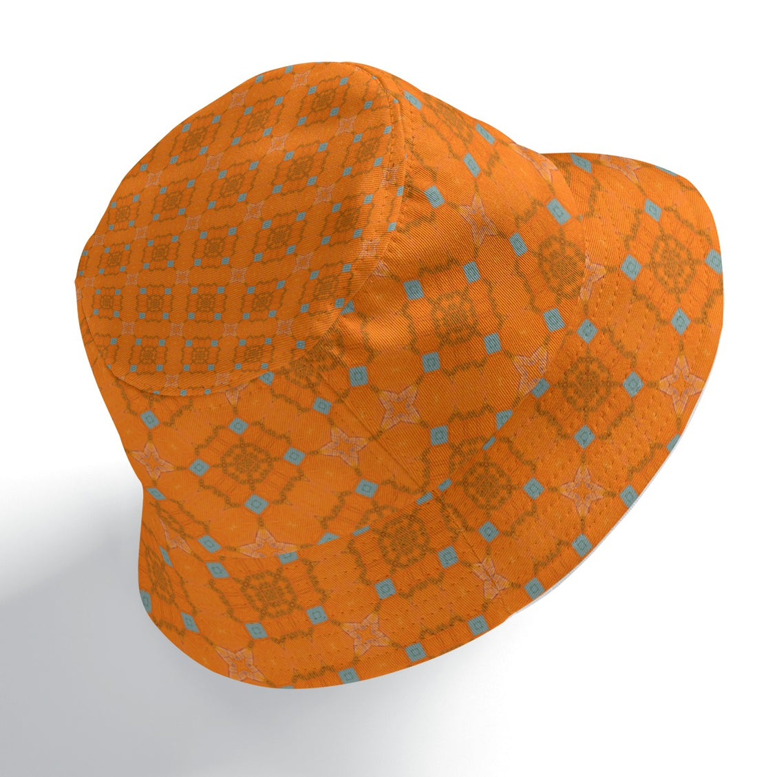 Bucket Hat Reversible Orange Butterfly Blue Lavendar Green Watercolor