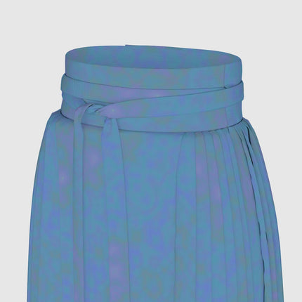 Traditional Chinese Pleated Skirt Blue Watercolor