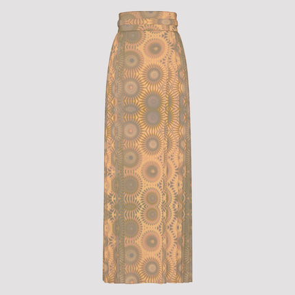 Traditional Chinese Pleated Skirt Peach and Taupe