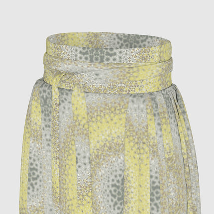 Traditional Chinese Pleated Skirt Yellow and Gray