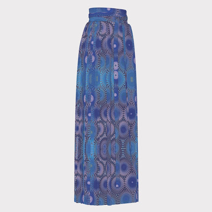 Traditional Chinese Pleated Skirt Blue Abstract