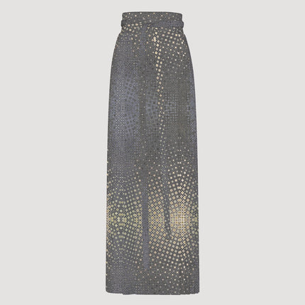 Traditional Chinese Pleated Skirt Shattered Windshield Gold and Gray Ombre