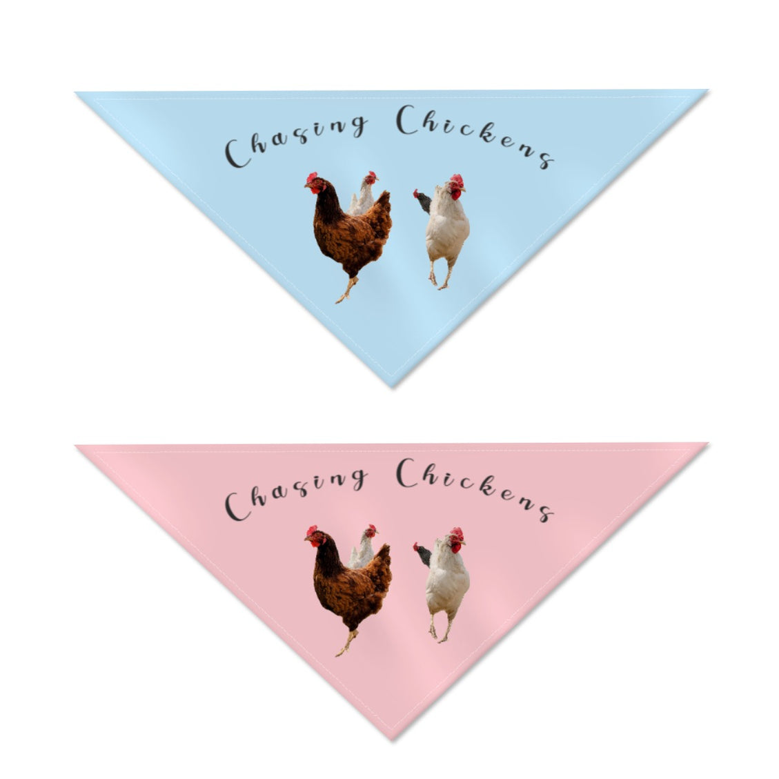 Pet Bandana Chasing Chickens Reversible Blue and Pink