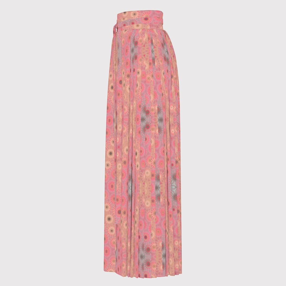 Traditional Chinese Pleated Skirt Pink Flowers