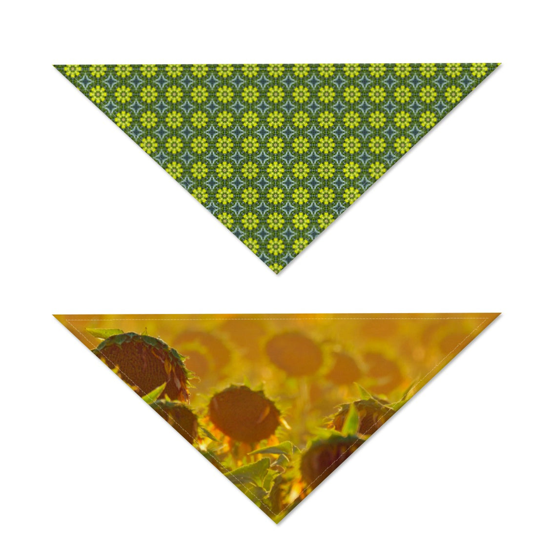 Pet Bandana Reversible Yellow Flowers Geometric ad Sunflowers