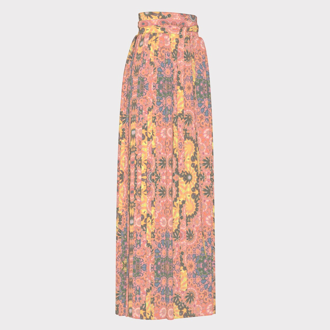 Traditional Chinese Pleated Skirt Apricot Hollyhocks