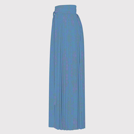 Traditional Chinese Pleated Skirt Blue Watercolor