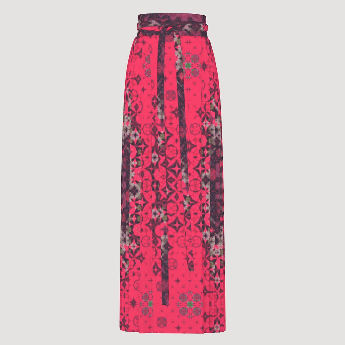 Traditional Chinese Pleated Skirt Red Hollyhocks