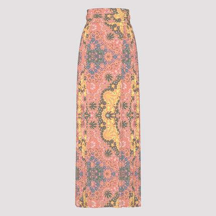 Traditional Chinese Pleated Skirt Apricot Hollyhocks