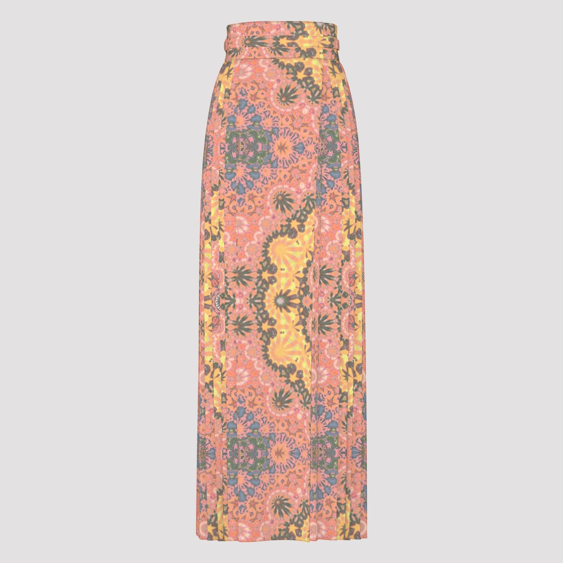 Traditional Chinese Pleated Skirt Apricot Hollyhocks