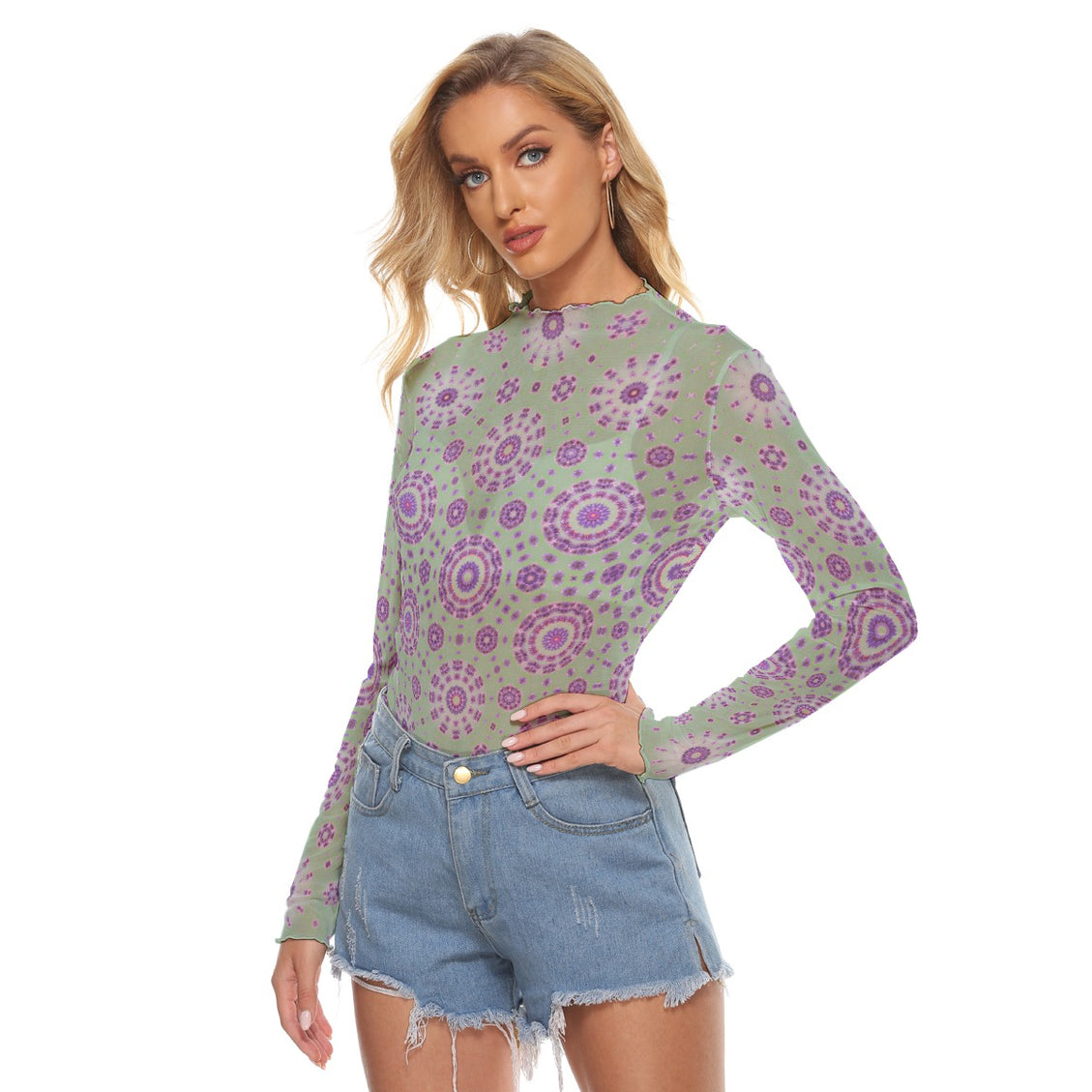 Mesh T-Shirt Purple Wildflowers