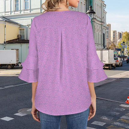 Flare Sleeve Blouse Lavendar Wildflowers