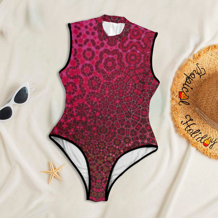 One Piece Back Zip Paddlesuit Red Leaves