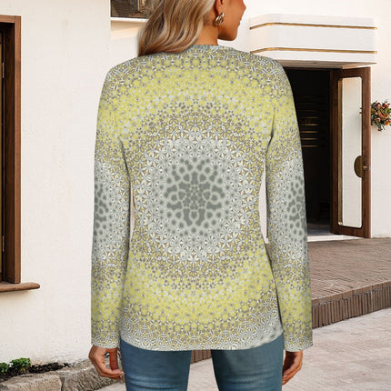 Long Sleeve Zip Front T-Shirt Yellow Clover