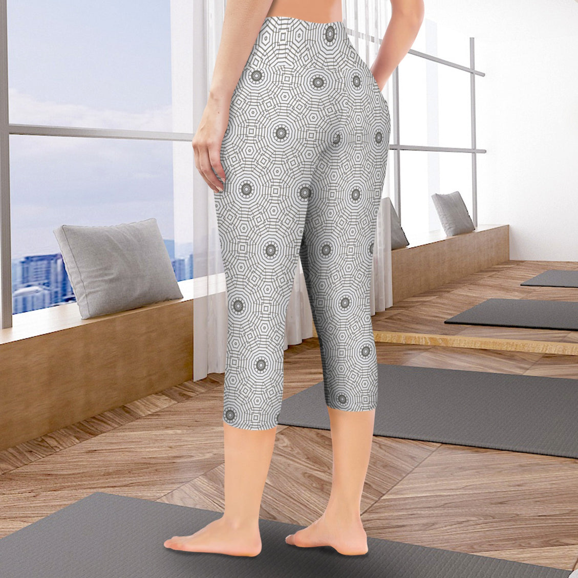 Capri Yoga Pants Carnival Tile