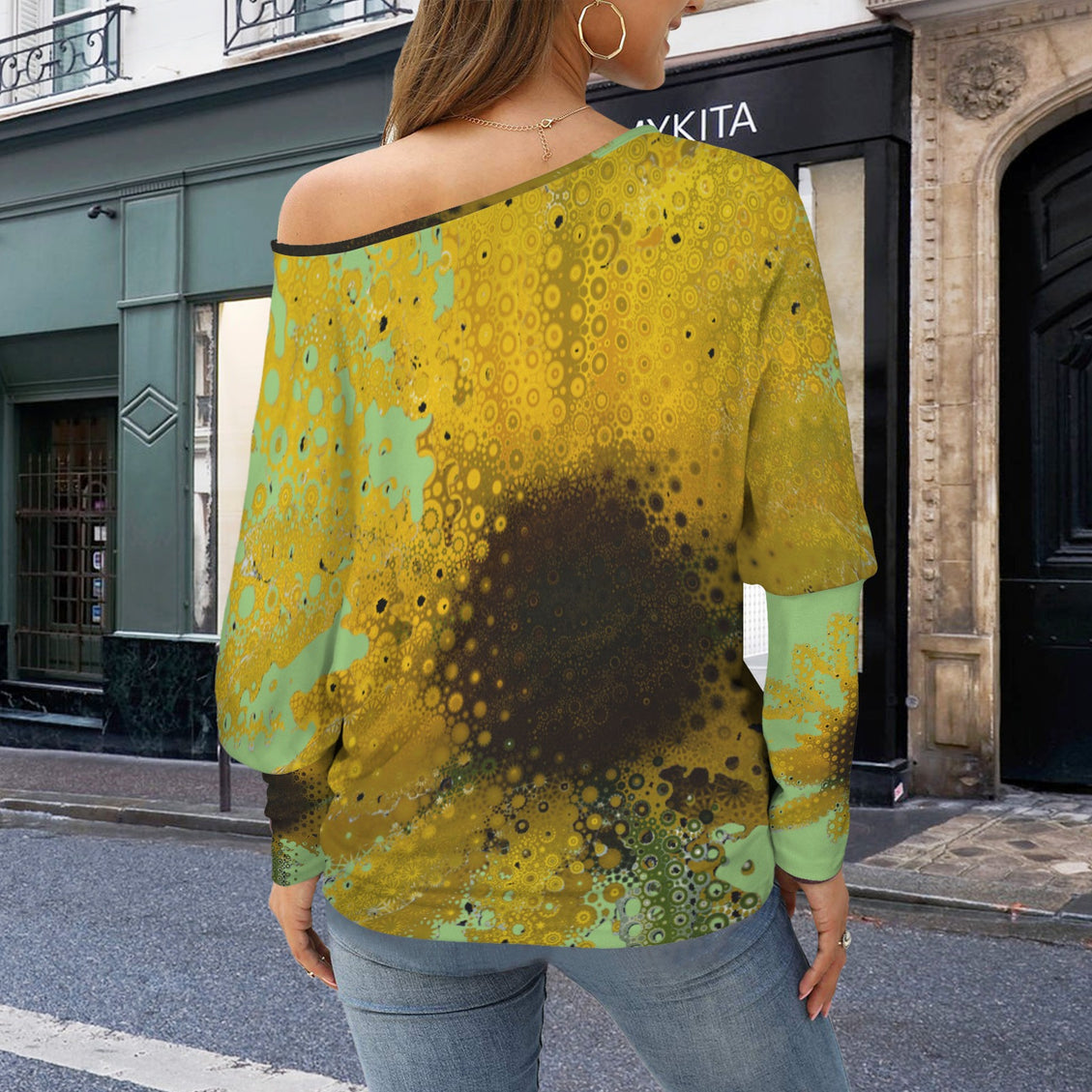 Batwing Long Sleeve Top Sunflower Green