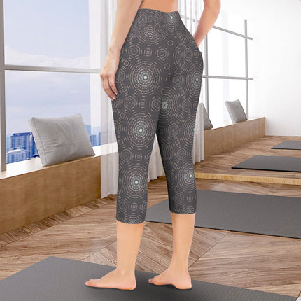 Capri Yoga Pants Charcoal Geometric