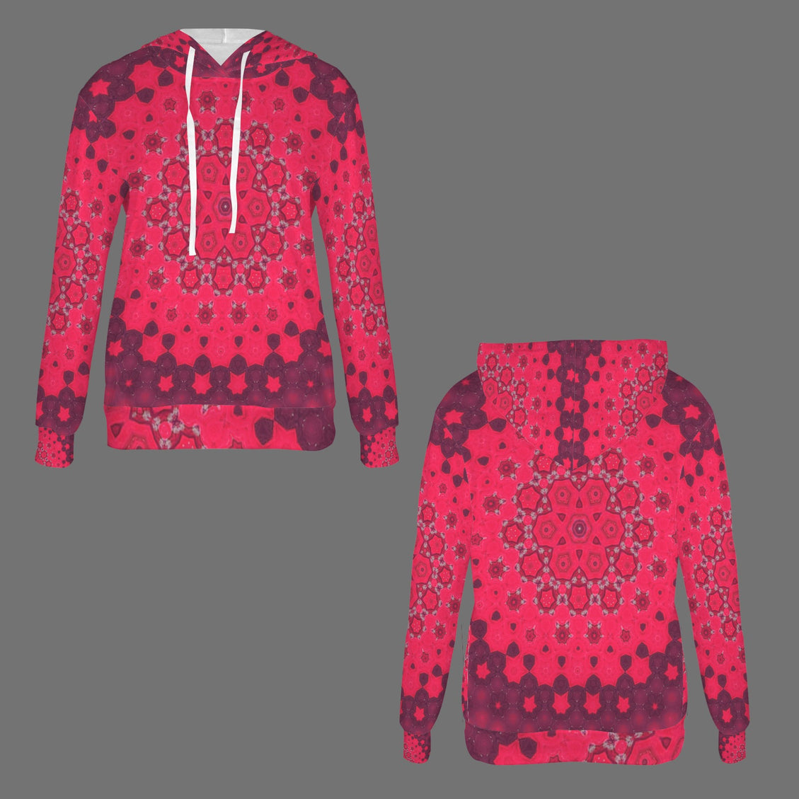 Hoodie Hollyhocks Red Geometric