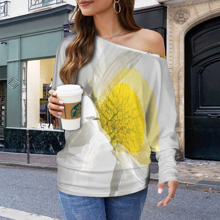 Batwing Long Sleeve Sweater Daisy Watercolor Gray