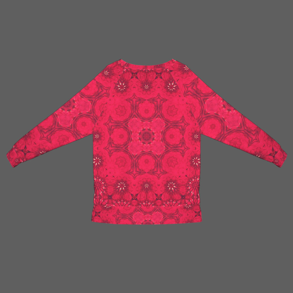 Crew Neck Long Sleeve Side Zip Sweatshirt Red Hollyhocks