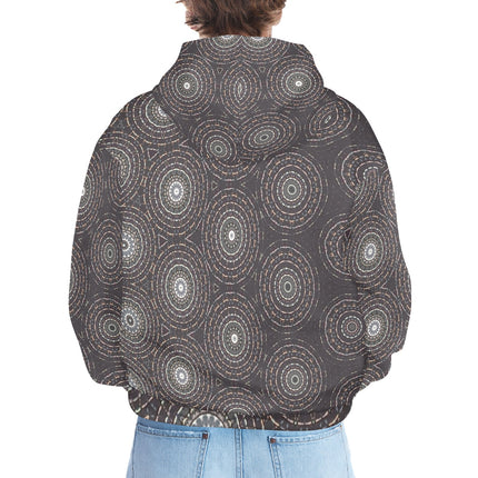 Men's Hoodie Charcoal and White Circles