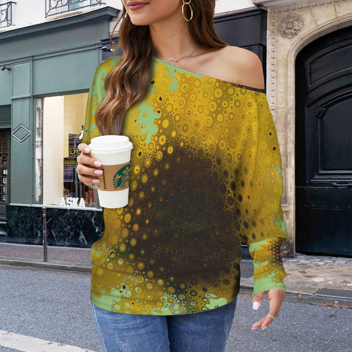 Batwing Long Sleeve Top Sunflower Green