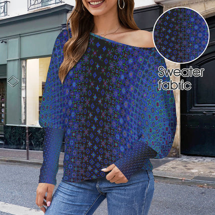 Batwing Long Sleeve Sweater Blue LIghts Ombre