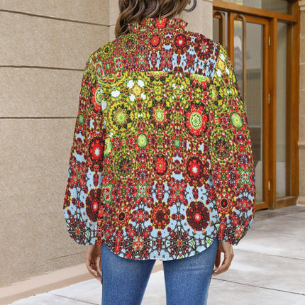 V Neck Long Sleeve Blouse Buffalo Berries Multi