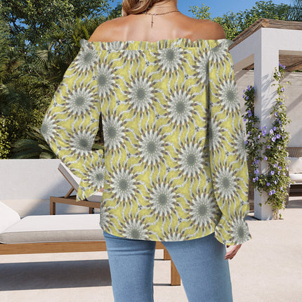 Off Shoulder Lantern Sleeve Blouse Daisy Yellow