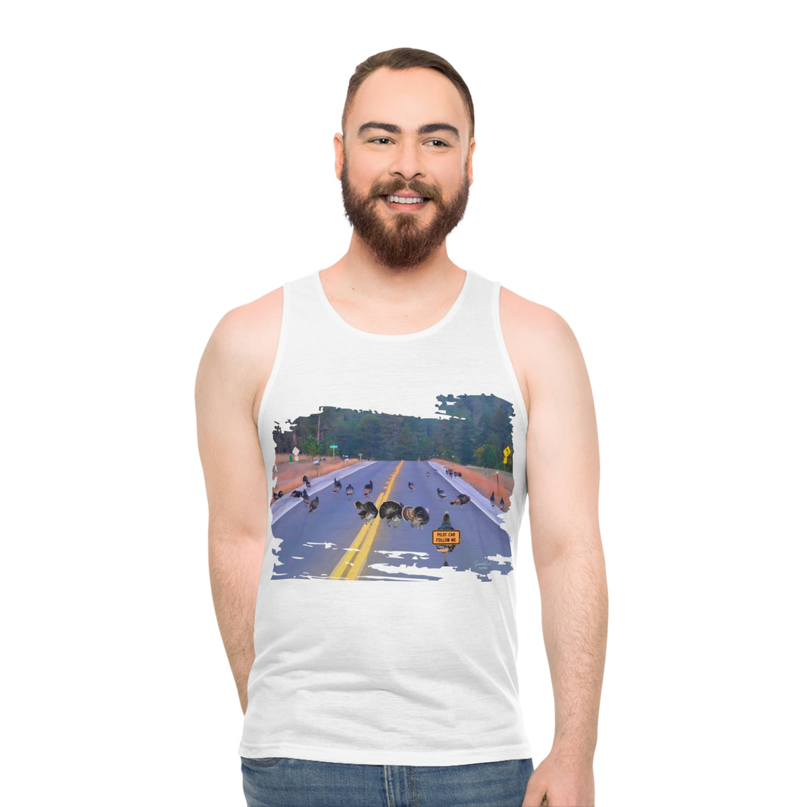 Unisex Tank Top (AOP) Wild Turkey Pilot Car