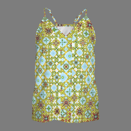 V Neck Cami Buffalo Berries Red Green Yellow Blue