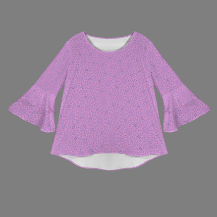 Flare Sleeve Blouse Lavendar Wildflowers