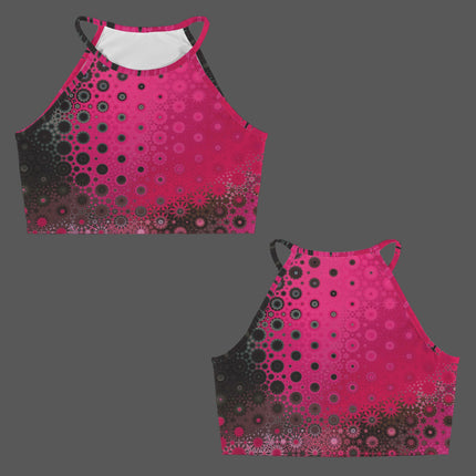 Cropped Tank Red Leaves Abstract