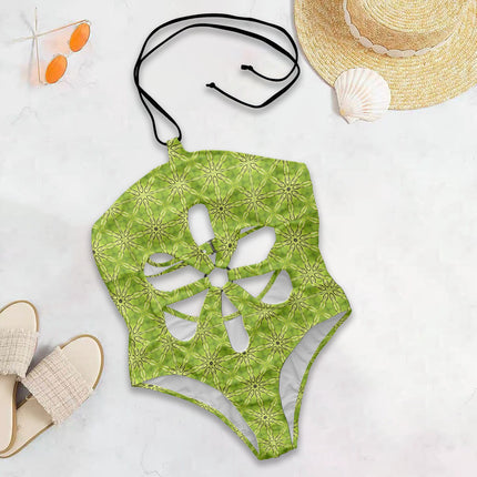 Flower Cut Out One Piece Swimsuit Dandelion Shimmer