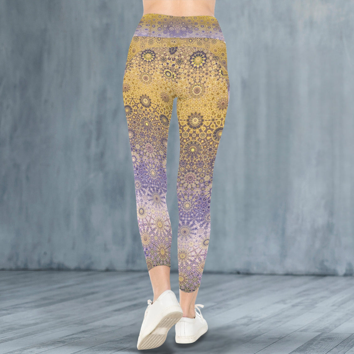 High Waist Pockets Yoga Leggings Purple & Gold